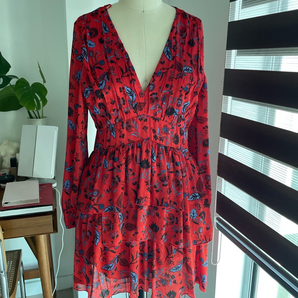 Flower Long Sleeve Mini Dress